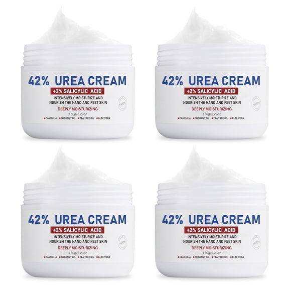 OUKEYA Urea & Salicylic Acid Cream For Dry & Cracked Skin Care, 42% Urea + 2% Salicylic Acid, 5.29 oz 4 Pack