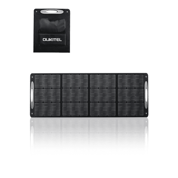 OUKITEL 200W Foldable Solar Panel, IP68 Waterproof & Dustproof, High-Efficiency Monocrystalline, Includes Storage Stand, Supports Series/Parallel Connection for Fast Charging OUKITEL Power Stations