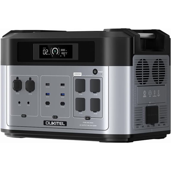 OUKITEL BP2000 2048Wh Portable Power Station, LiFePO4 Battery, 1400W UPS, 5×2200W AC Outlets (4400W Surge) for Home Emergency Camping RV