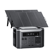 OUKITEL BP3000 3200W Solar Generator with 2x200W Panel,2048Wh Portable Power Station, Expandable to 16kWh with Up to 7 B2000L Batteries 2800W Fast Charging, LiFePO4 Battery, APP for Home Backup,