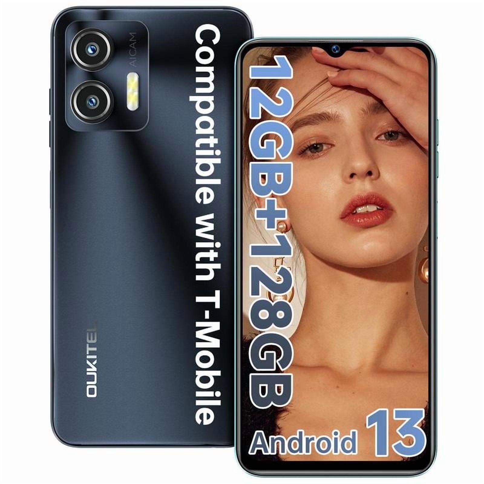 OUKITEL C36 Unlocked Smartphone 6.56" HD+ Display, 12GB RAM + 128GB Storage, Octa-Core Processor, 5150mAh Battery, Android 13, Dual SIM, Fingerprint & Face Unlock