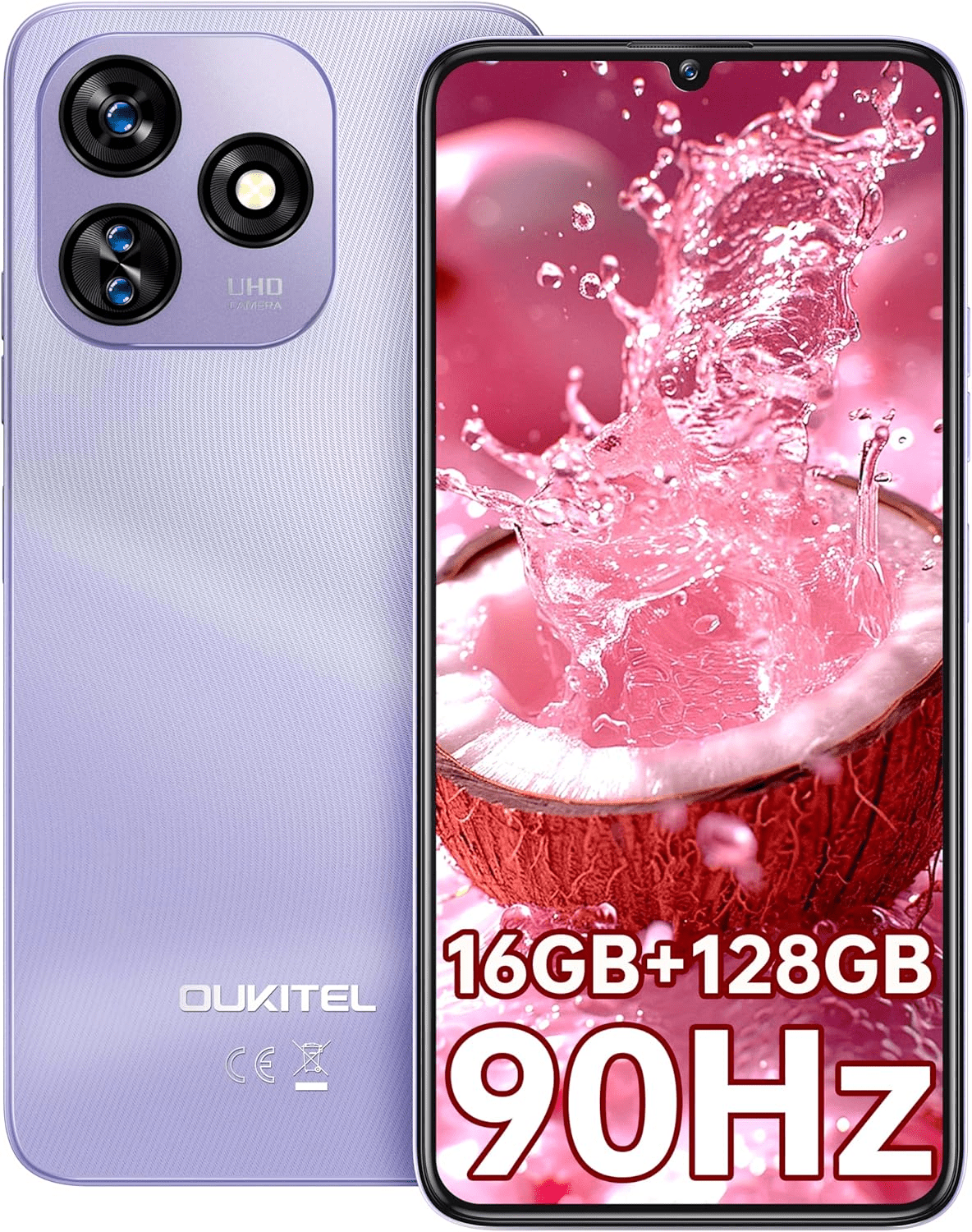 OUKITEL C51 Unlocked Cell Phone - 16GB+128GB/SD 1TB Android 14 Phones, 6.8" HD+ Screen, 5150mAh Battery Mobile Phones, 13MP+5MP Camera, Three Slots, Face ID/Fingerprint, GPS, OTG, T-Mobile