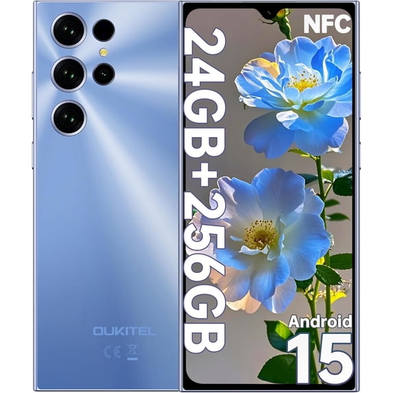 OUKITEL C61 Pro Smartphone, 6.88" HD+ Display, 8GB RAM + 256GB ROM, 5150mAh Battery, Android 15, Dual SIM, Unisoc T606