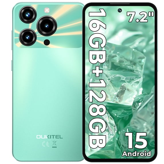 OUKITEL C69 Unlocked Smartphone, 7.2" HD 120Hz Large Display, 6000mAh Battery, 16GB RAM 128GB ROM (1TB Expandable), 64MP Camera, Android 15, Dual SIM 4G Cell Phone