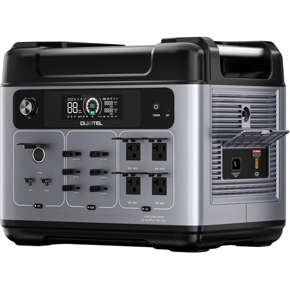 OUKITEL FFPOWER P2001 Plus Power Station, 2048Wh Solar Generator LiFePO4 Battery, Portable Power Station UPS Power Supply, Recharge by AC/Car/Solar for Camping Home Use RV Emergency