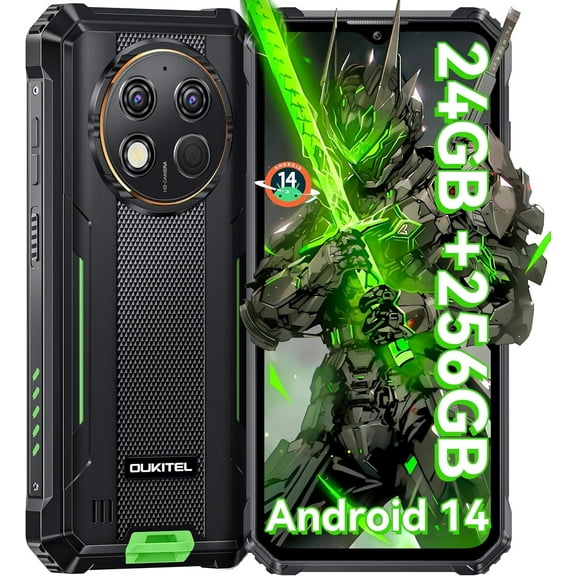 OUKITEL G1 SE Rugged Smartphone Unlocked - 24 256GB/1TB Android 14 Rugged Cellphones, 6.52” HD Display IP68/IP69K 10600mAh Battery 48MP Rear Camera Waterproof Phone, Fingerprint/Dual Sim/NFC 2025