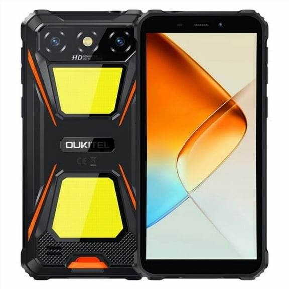 OUKITEL G5 Rugged Smartphone Unlocked 16GB+256GB/1TB TF Android 14 Rugged Cellphones, 6300mAh Battery,6”HD Display IP68/IP69K,13MP+5MP Waterproof Phones,Dual Sim/NFC/Dual Camping Light/2025 Orange