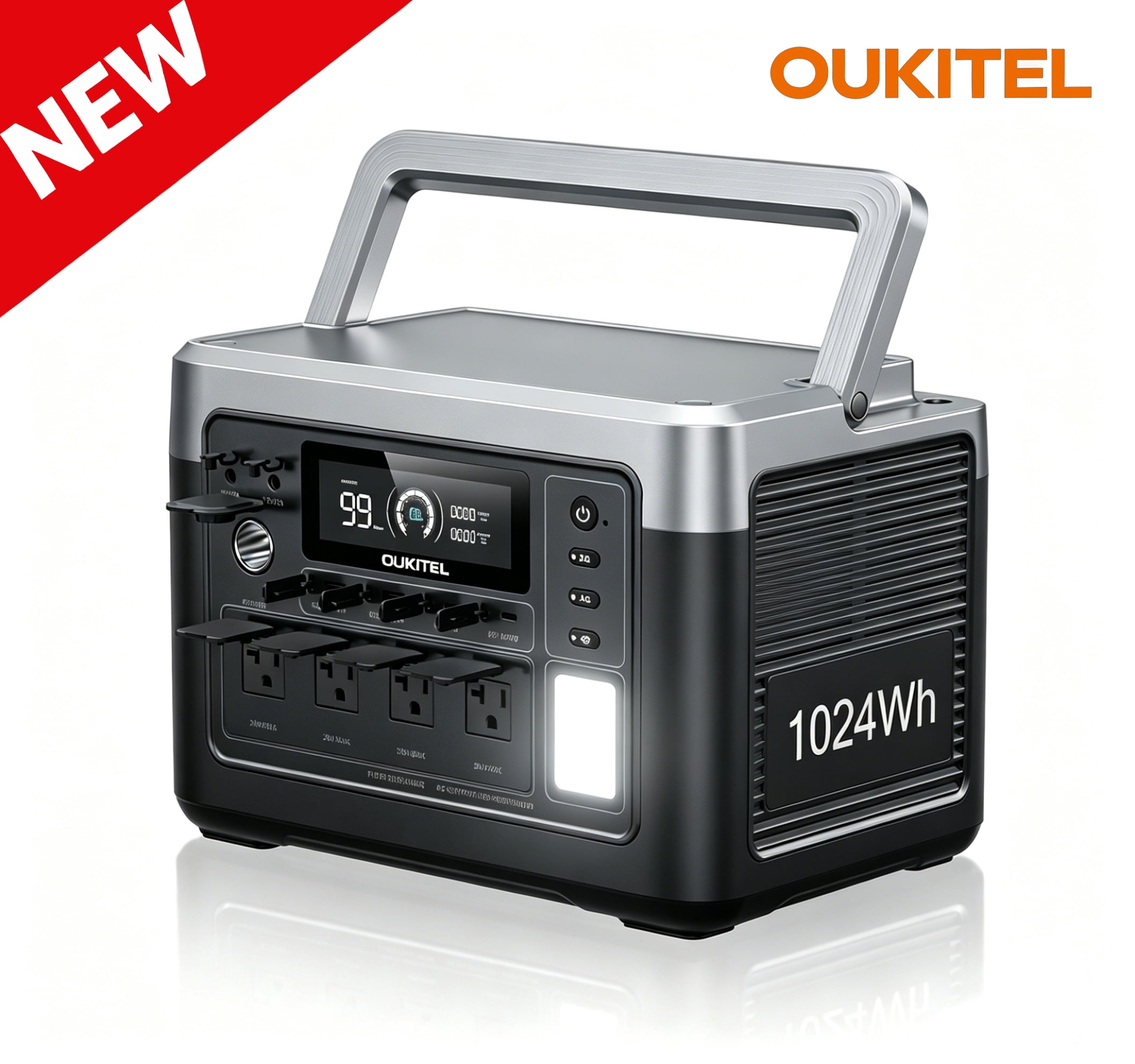 OUKITEL P1000 PLUS 1024Wh Portable Power Station, LiFePO4 Battery, 1800W AC Output (3600W Peak), 43-Minute Fast Charging, APP Control for Home Backup Camping RV