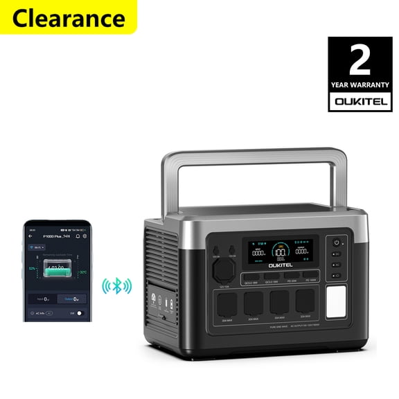 OUKITEL P1000 PLUS Portable Power Station, 1024Wh LiFePO4 Solar Generator | 1800W (3600W Surge) | 1 Hour Super Fast Charge | <10ms UPS | Lightweight for Home Backup, Camping & Hurricane Emergency