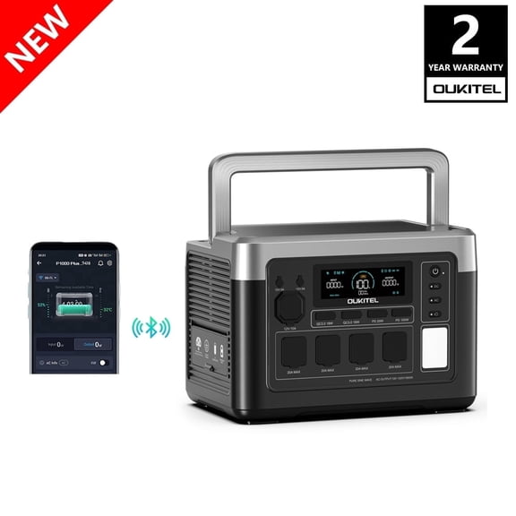 OUKITEL P1000 PLUS Portable Power Station, 1024Wh LiFePO4 Solar Generator | 1800W (3600W Surge) | 1 Hour Super Fast Charge | <10ms UPS | Lightweight for Home Backup, Camping & Hurricane Emergency