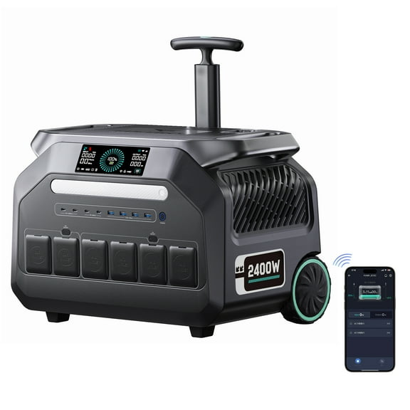 IEE P2400 Solar Generator, 2048Wh/2400W LiFePO4 Power Station, 1800W Fast AC Charging, APP Control, Home Backup & Outdoor Power Supply