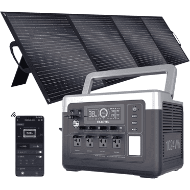 OUKITEL P1000 Plus 1800W/1024Wh Power Station with 200W Solar Panel, 1200W Fast Charging, Solar Generator with 4 AC Outlets (3600W Peak), APP Control Battery Backup for Home, Camping & RVs