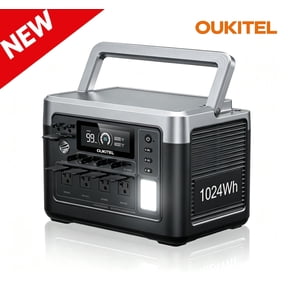OUKITEL P1000 Plus 1800W Portable Power Station, 1024Wh LiFePO4 Solar Generator, 45-Minute Fast Charging, UPS Home Backup for Camping RV