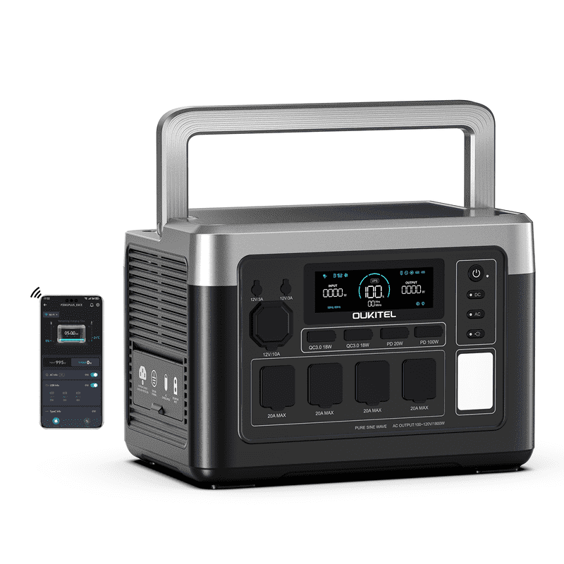 OUKITEL P1000 Plus Portable Power Station 1800W (3600W Peak) 1024Wh LiFePO4 Solar Generator , 1200W Fast Charging, APP Control, 4 AC Outlets UPS for Home Camping RV