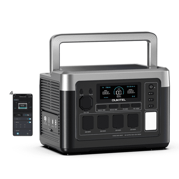 OUKITEL P1000 Plus Portable Power Station 1800W (3600W Peak) 1024Wh LiFePO4 Solar Generator , 1200W Fast Charging, APP Control, 4 AC Outlets UPS for Home Camping RV