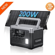 OUKITEL P1000 Plus Portable Solar Power Station, 1024Wh Capacity with 200W Solar Panel, 1800W Pure Sine Wave, APP Monitoring, Safe Power for Home & Outdoors.