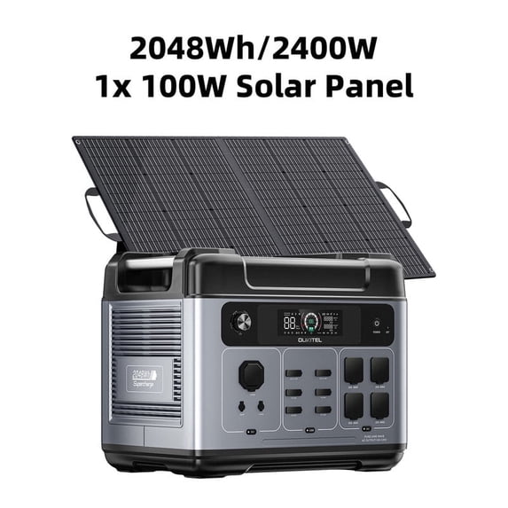 OUKITEL P2001 PLUS Solar Generator 2400W Continuous / 4800W Peak Solar Generator with 1x100W Solar Panel