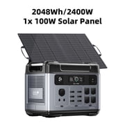 OUKITEL P2001 PLUS Solar Generator 2400W Continuous / 4800W Peak Solar Generator with 1x100W Solar Panel