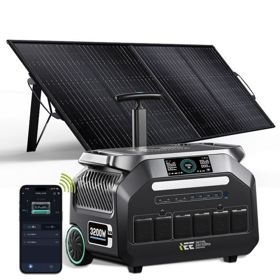 IEE P3200 Solar Generator with 400W Panel, 3200W/2048Wh Solar Power Station, 1-Hour Fast Charging, Smart APP Control, Portable Backup Power for Home, Camping, RV & Outdoor Use