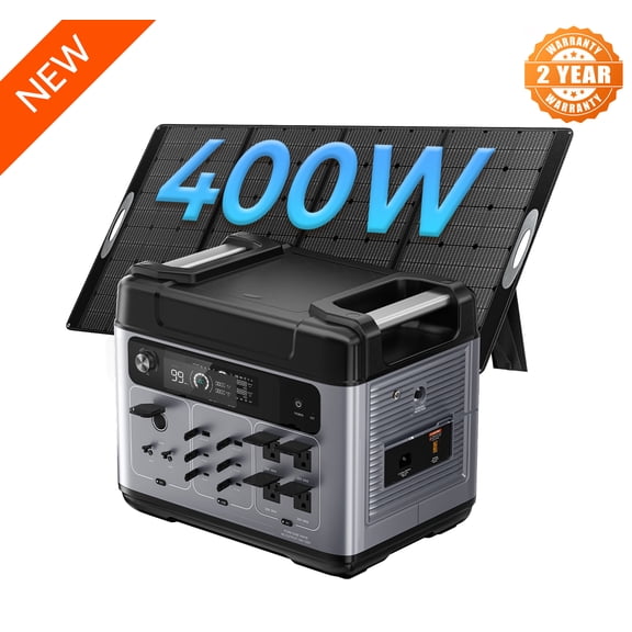 OUKITEL P2001 Plus 2400W Solar Generator, 2048Wh Battery Power Station with 400W Portable Solar Panel, UPS Home Backup for Emergency, Outdoor Camping, RV Travel