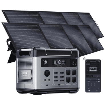 OUKITEL P2001 Plus 2400W Solar Generator with 2x200W Solar Panels, 2048Wh Solar power station with 4 AC Outlets (5000W Peak), 1.5H Full Charging, APP Control Battery Backup for Home, Camping & RVs