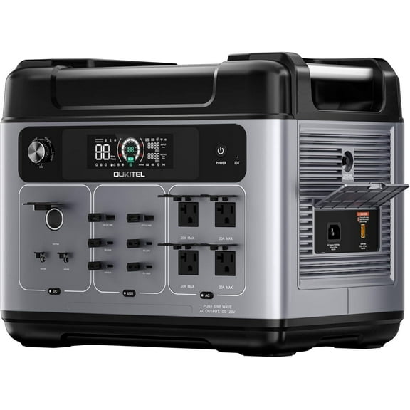 OUKITEL P2001 Plus Portable Power Station, 2048Wh LiFePO4 Battery, 2400W AC Output, UPS Function, Recharge by AC/Car/Solar, for Home Backup, Camping, RV Travel & Emergency