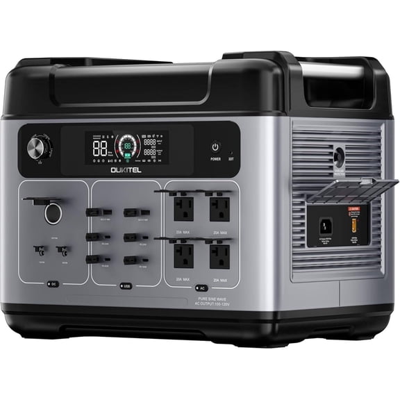 OUKITEL P2001 Plus Portable Power Station, 2048Wh LiFePO4 Battery, 2400W AC Output, UPS Function, Recharge by AC/Car/Solar, for Home Backup, Camping, RV Travel & Emergency