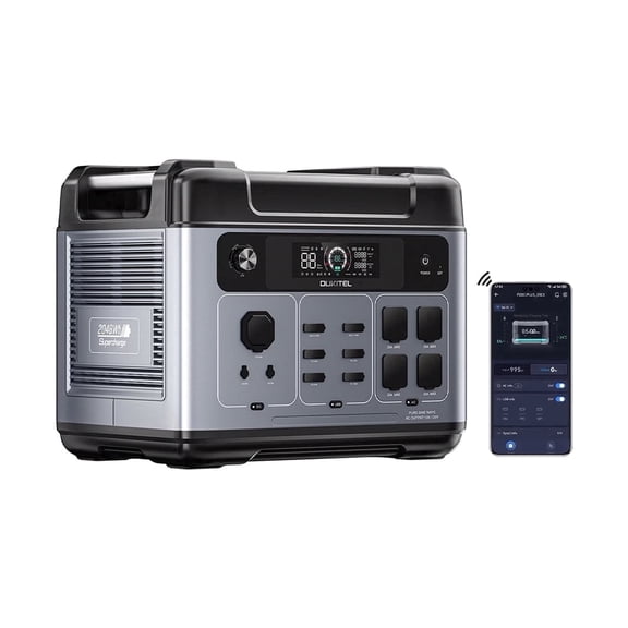 OUKITEL P2001 Plus Solar Generator, 2048Wh LiFePO4, 2400W Continuous / 4800W Surge, 1.5H Fast Charge, Quiet <50dB, Smart APP Control, UPS Emergency Backup Power for Home Camping RV