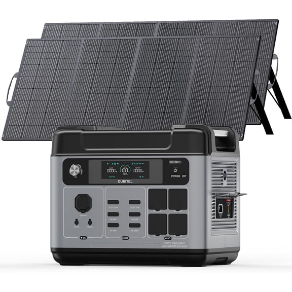 OUKITEL P2001 Pro 3200W/2048Wh Power Station with 2x200W Panel, Solar Generator (6400W Peak), APP LFP Battery Backup for Home, Camping & RVs