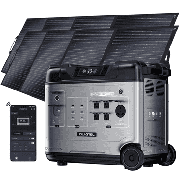 OUKITEL P5000 PRO Portable Power Station 3600W, 5120Wh Solar Generator with 2×400W Solar Panel, 120V/240V AC Passthrough Outlets, LiFePO4 for Home Use, Camping