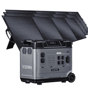 OUKITEL P5000 Plus 3600W Solar Generator with 3x200W Panel, 5120Wh Power Station, 5000W Peak AC Outlets, 1800W Fast Charging, EPS Emergency Backup for Home, Camping, RVs