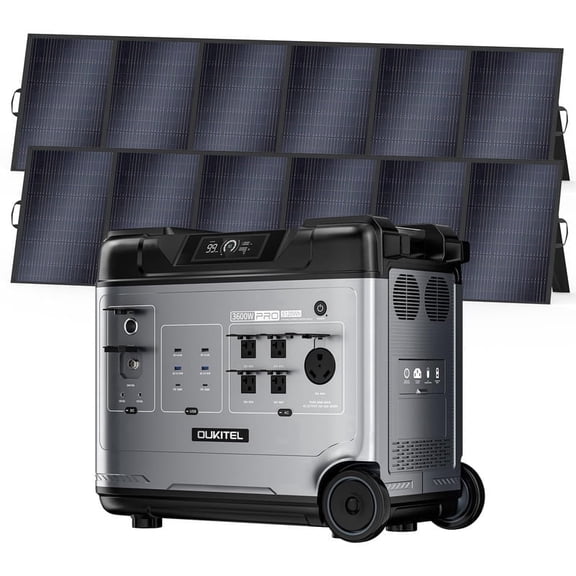 OUKITEL P5000 Pro 5120Wh Solar Generator with 2x500W Panel, 3600W Pure Sine Wave Inverter (5000W Peak), LiFePO4 Battery, 1800W Fast Charging, App Control for Home Backup & Outdoor Camping