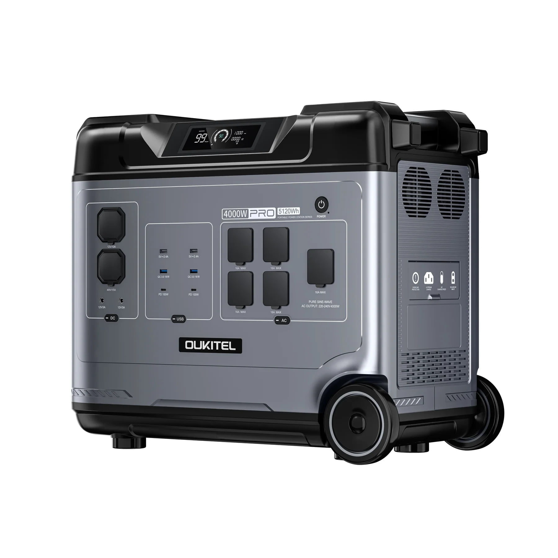 OUKITEL P5000 Pro 5120Wh Solar Generator , 3600W Pure Sine Wave Inverter (5000W Peak), LiFePO4 Battery, 1800W Fast Charging, App Control for Home Backup & Outdoor Camping