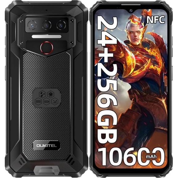 OUKITEL WP23 Plus Rugged Phone Unlocked , 256GB,10600mAh Battery, 6.52'' Display Rugged Smartphone-Black/Green