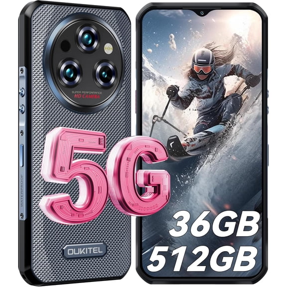 OUKITEL WP35 Pro Rugged Smartphone 5G - 36GB+512GB Android 14 Rugged Phone, 11000mAh Large Battery, 6.6" FHD+ Corning Screen, Dual Sim Cell Phone, 64MP+32MP Camera, NFC/OTG/BT5.2/GPS, Grey