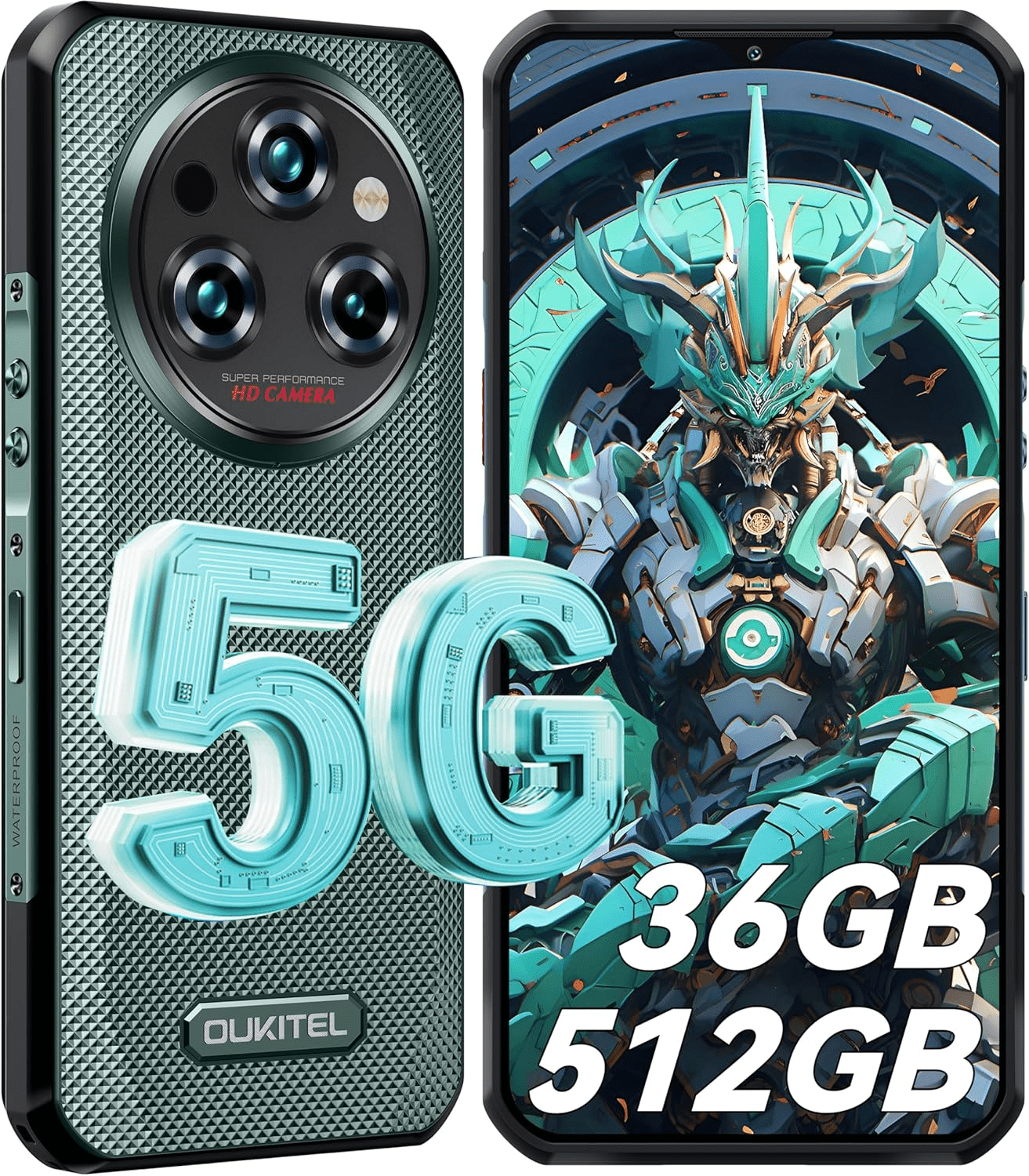 OUKITEL WP35 Pro Rugged Smartphone 5G - 36GB+512GB Android 14 Rugged Phone, 11000mAh Large Battery, 6.6" FHD+ Corning Screen, Dual Sim Cell Phone, 64MP+32MP Camera, NFC/OTG/BT5.2/GPS