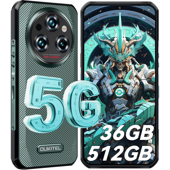 OUKITEL WP35 Pro Rugged Smartphone 5G - 36GB+512GB Android 14 Rugged Phone, 11000mAh Large Battery, 6.6" FHD+ Corning Screen, Dual Sim Cell Phone, 64MP+32MP Camera, NFC/OTG/BT5.2/GPS