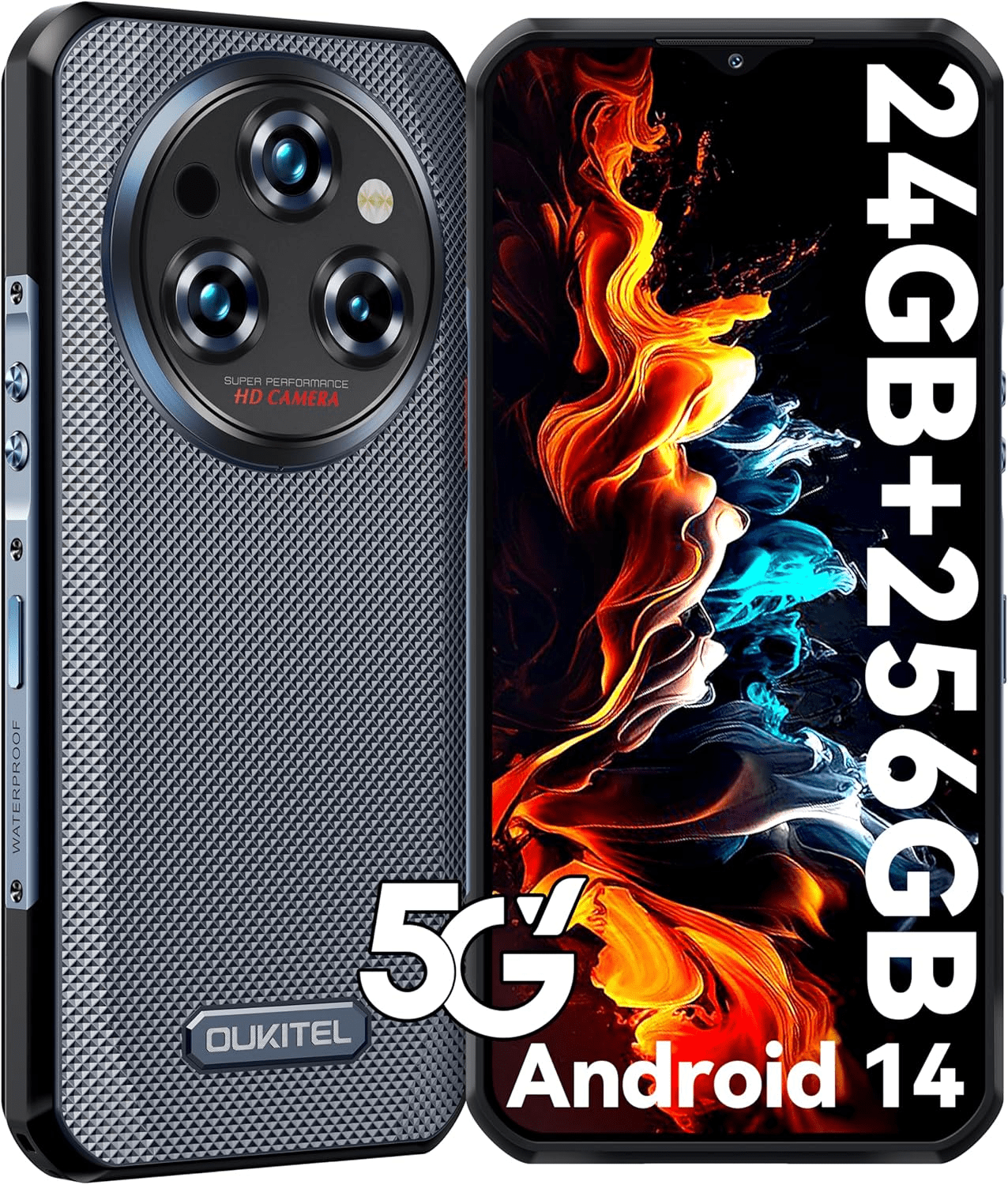 OUKITEL WP35 Pro Rugged Smartphone 5G - 36GB+512GB Android 14 Rugged Phone, 11000mAh Large Battery, 6.6" FHD+ Corning Screen, Dual Sim Cell Phone, 64MP+32MP Camera, NFC/OTG/BT5.2/GPS
