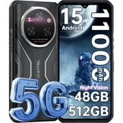 OUKITEL WP55 Pro 5G Rugged Smartphone Unlocked Android 15-48GB+512GB/2TB Rugged Cellphones, 6.6''FHD+Display 108MP Rear Camera 11000mAh(33w) Battery Waterproof Mobile Phone, IP68/IP69K/NFC