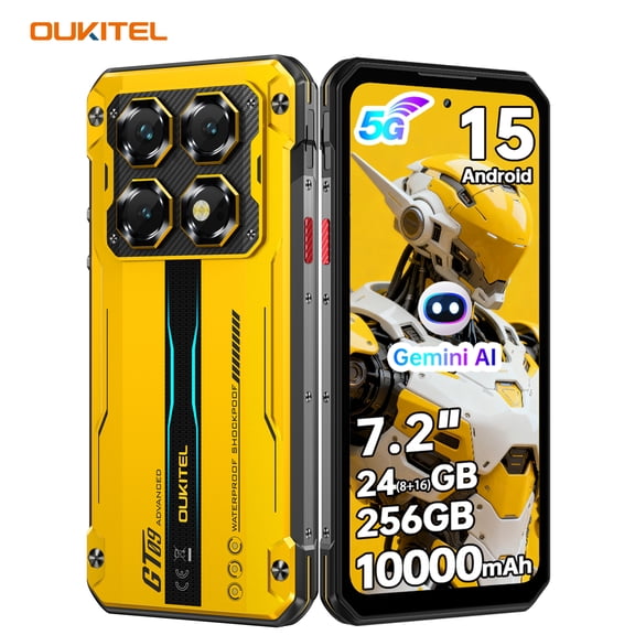 OUKITEL WP60 5G Rugged Phone Unlocked 7.2" Display Cellphone, 10000mAh Smartphone, 108MP Camera, 24(8+16expansion)GB RAM+256GB ROM, NFC/OTG/IP68, Cool Looking Phone,Camping & Adventure Phone