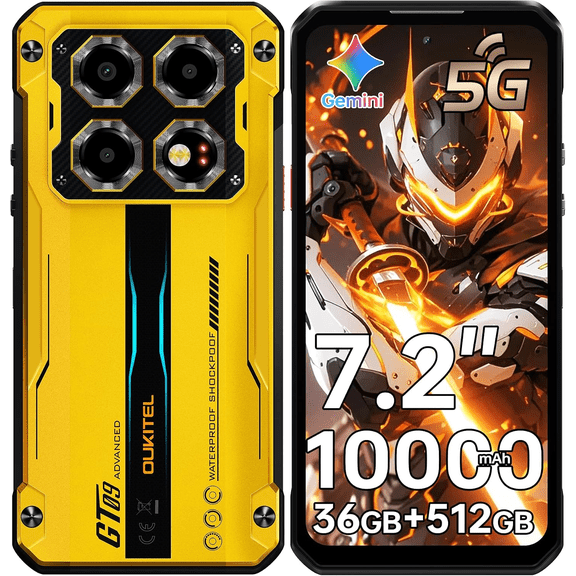 Rugged Phone Unlocked Oukitel WP60 7.2" Display, 108mp Camera, 36(12+24expansion)gb Ram+512gb Rom, Nfc/Otg/Ip68, Cool Looking for Camping & Adventure