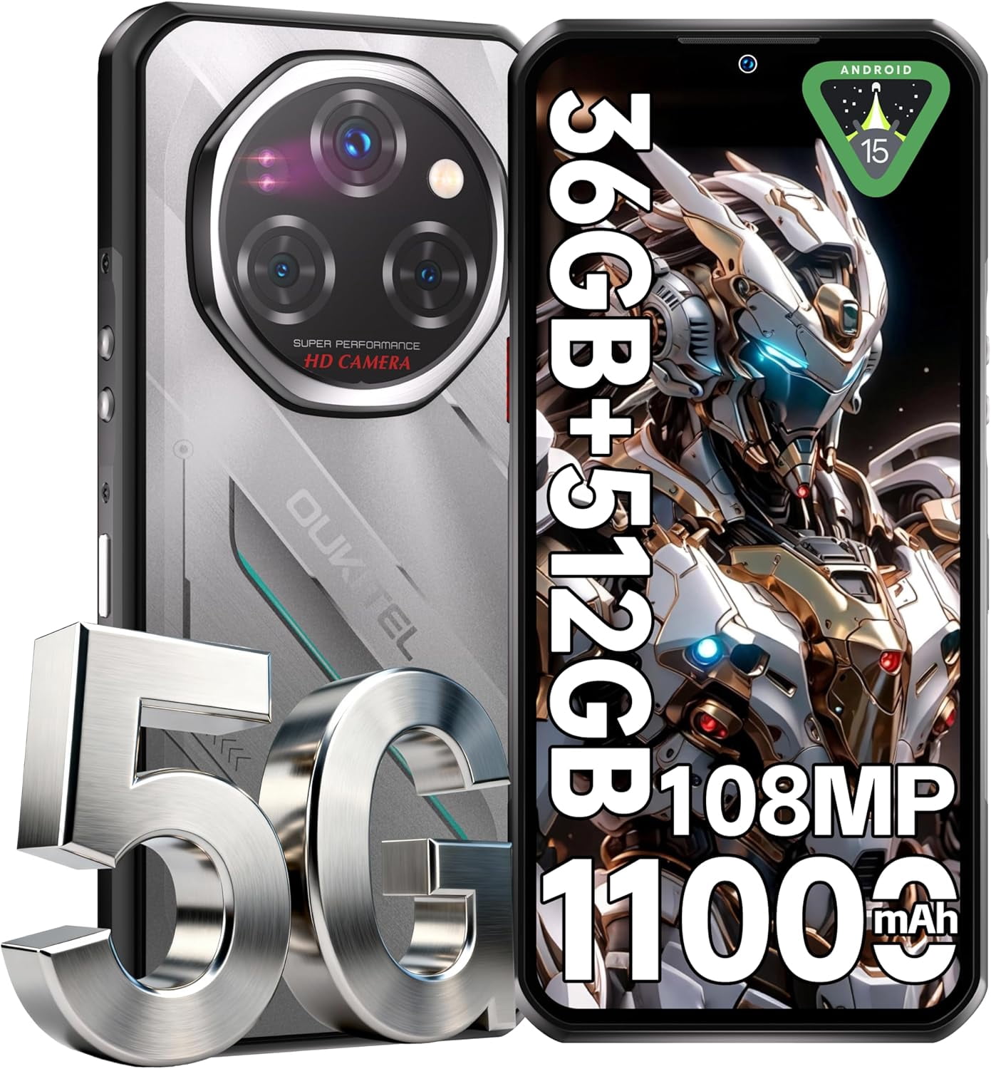 OUKITEL WP62 5G Rugged Smartphone Unlocked Android 15-36GB+512GB