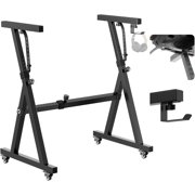 OUKMIC Keyboard Metal Stand with Wheels, Black Z Style Adjustable & Portable Digital Piano Stand, Fits 54/61/76/88 Keys Musical Electric Pianos