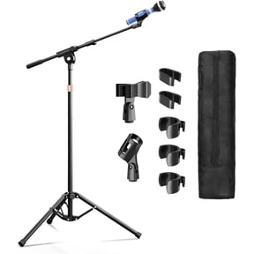 OUKMIC Microphone Stand with Boom Arm, Adjustable Tripod Mic Holder for Singing, Recording, Podcast and Stage
