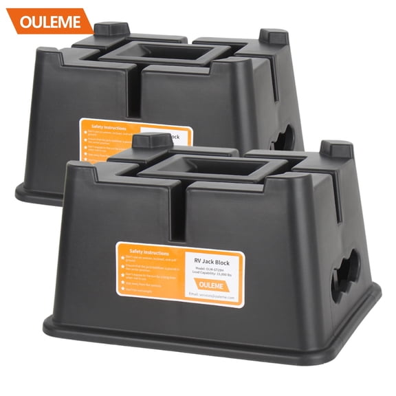 OULEME Heavy Duty Trailer Jack Block, for RV Camper Travel Trailer 5th Wheel, fits Tongue Stand Jack Post/Wheels, Round and Square Stabilizer Foot Plate, Supports up to 15,000 lbs, 2 PCS
