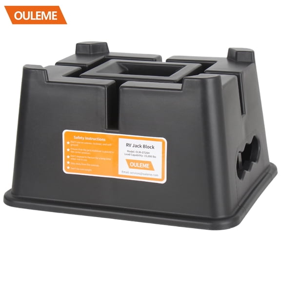 OULEME Heavy Duty Trailer Jack Block, for RV Camper Travel Trailer 5th Wheel, fits Tongue Stand Jack Post/Wheels, Round and Square Stabilizer Foot Plate, Supports up to 15,000 lbs
