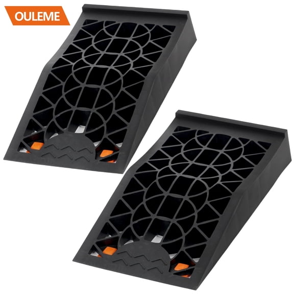 OULEME Low Profile Car Service Ramp - 2 Pack with Anti-Slip Pads for Lift Maintenance and Oil Changes, Low-Chassis Car Tire Ramps for Jack Support