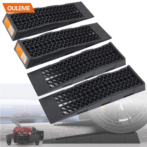 OULEME Low Profile Car Service Ramp with Anti-Slip Pads, 2-1/2" Lifting Height, 4 Pack, Portable for Lift Lowered Low Down Rise Clearance Racing Sports Car Vehicle Maintenance