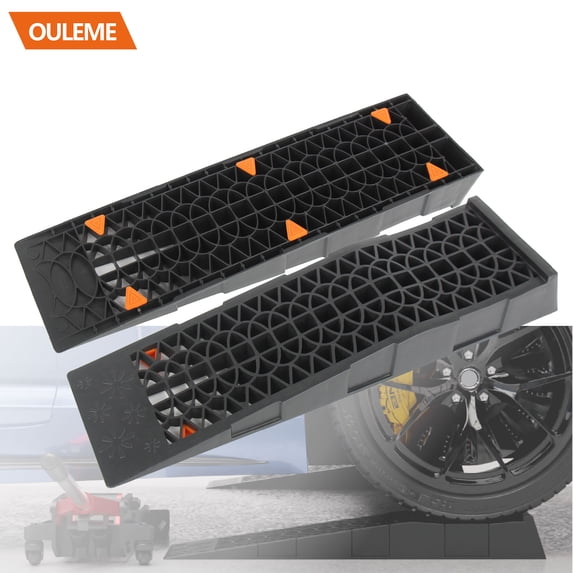 OULEME Low Profile Car Service Ramp with Anti-Slip Blocks, Oil Changes& Maintenance, 2-1/2" Lifting Height, 3 Ton Truck Vehicle 2 Pack