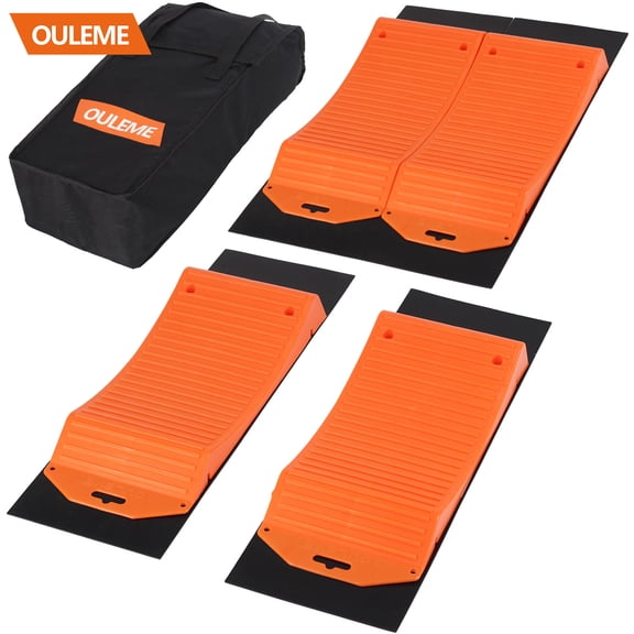 OULEME Tire Saver Ramps, 4 Pack with Anti-Slip Pads and Carry Bag, Tire Protector Ramps, Prevent Flat Spots Caused by Long Parking Storage for Luxury Sports Car RV Camper Motorhome Travel Trailer